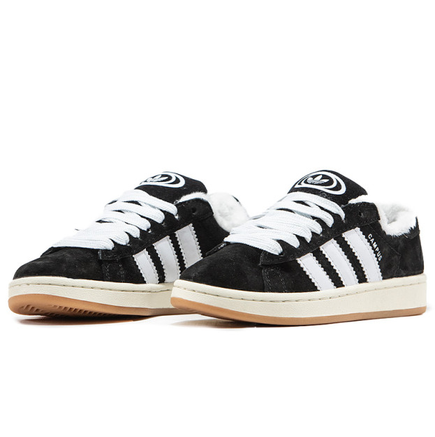 Adidas Campus Black White Winter С МЕХОМ