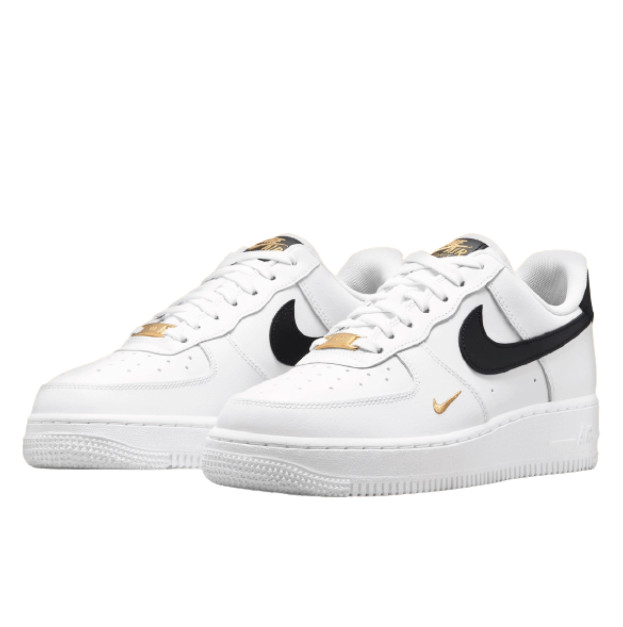 Nike Air Force 1 Low 07 Essential White Black Gold Mini Swoosh CZ0270-102