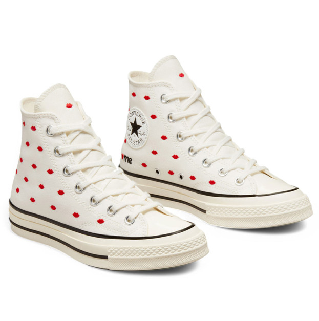 Кеди Converse High Chuck 70 Embroidered Lips High Love Me Vintage White A01601C