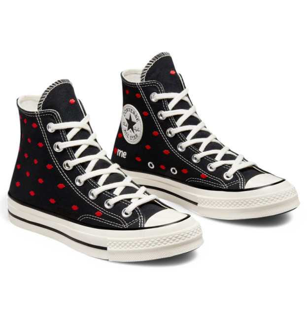 Кеди Converse High Chuck 70 Embroidered Lips High Love Me Black A01600C