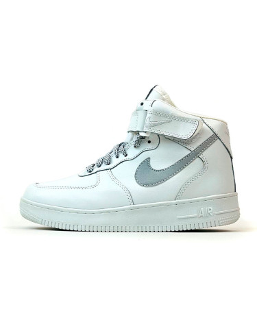 Nike Air Force 1 High White Reflective Winter С МЕХОМ