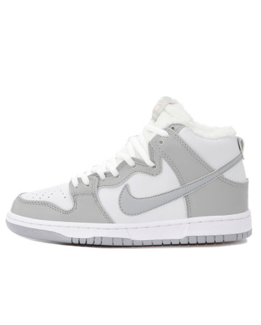 Nike SB Dunk High Grey White Winter С МЕХОМ