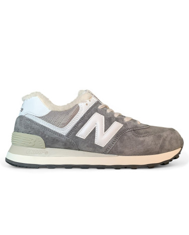 New Balance 574 Grey White Winter С МЕХОМ