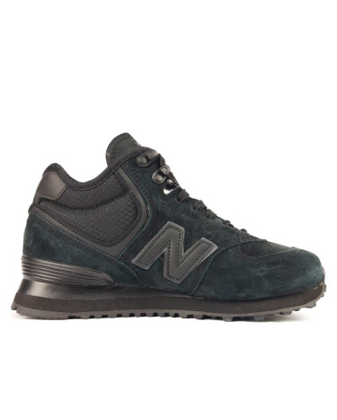 New Balance 574 All Black Suede Winter С МЕХОМ