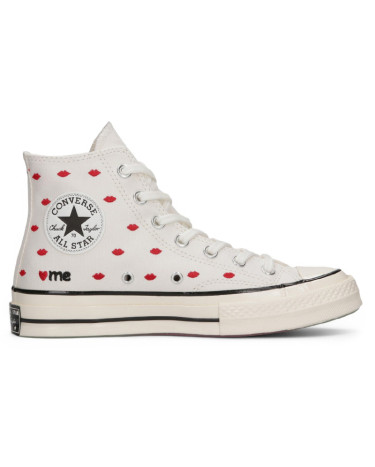 Кеди Converse High Chuck 70 Embroidered Lips High Love Me Vintage White A01601C