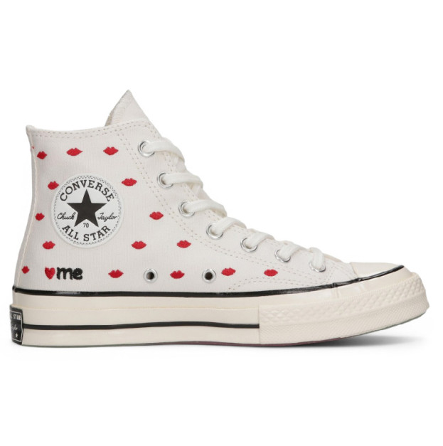 Кеди Converse High Chuck 70 Embroidered Lips High Love Me Vintage White A01601C