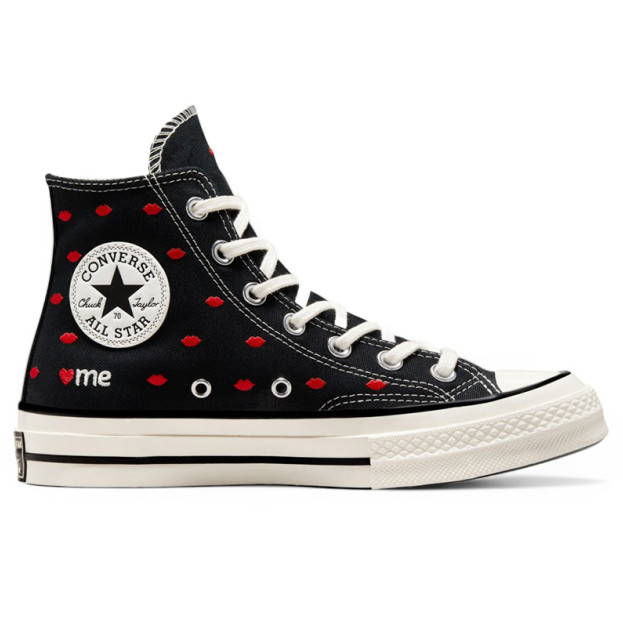 Кеди Converse High Chuck 70 Embroidered Lips High Love Me Black A01600C